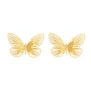 ( Gold)summer Alloy butterfly earrings occidental style Earring lady Metal hollow pattern elegant Korean style ear stud