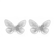 ( Silver)summer Alloy butterfly earrings occidental style Earring lady Metal hollow pattern elegant Korean style ear st