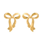 ( Gold)summer Alloy bow earrings occidental style Earring woman elegant Korean styleearrings