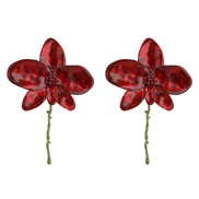 (red )high flowers big ear stud woman occidental style fashion Alloy enamel flowers earrings Earring