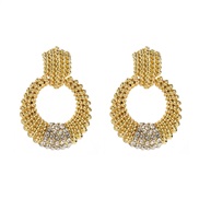 (gold )occidental style Round Alloy diamond earring samll exaggerating geometry highs silver banquet earrings