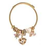 ( Pink)occidental styleDIY more stainless steel beads  fashion love diamond pendant opening bangle