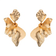 ( Gold)occidental style wind brief atmospheric earrings Irregular petal ear studs silver multilayer flowers Earring