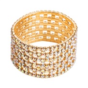 ( Gold) occidental style hollow claw chain fully-jewelled bangle more row width elasticity bracelet same style fashion