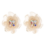 ( Beige)Korean style wind flowers diamond earrings sweet woman ear stud samll sweet woman Earring