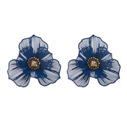 ( blue)occidental style summer flowers earrings woman Alloy diamond multilayer ear stud temperament sweet high Earring