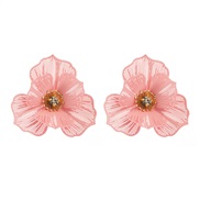( Pink)occidental style summer flowers earrings woman Alloy diamond multilayer ear stud temperament sweet high Earring
