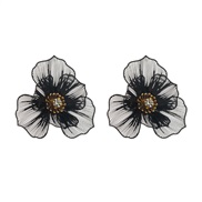 ( black)occidental style summer flowers earrings woman Alloy diamond multilayer ear stud temperament sweet high Earring
