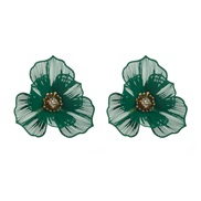 ( green)occidental style summer flowers earrings woman Alloy diamond multilayer ear stud temperament sweet high Earring