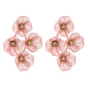 ( Pink) fashion summer flowers earrings multilayer temperament exaggerating hollow flowers diamond Earringearrings