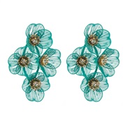 (blue green ) fashion summer flowers earrings multilayer temperament exaggerating hollow flowers diamond Earringearrings