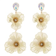 ( white)occidental style sweet multilayer flowers earrings woman diamond high earrings temperament long style banquet Ea