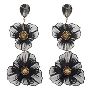( black)occidental style sweet multilayer flowers earrings woman diamond high earrings temperament long style banquet Ea