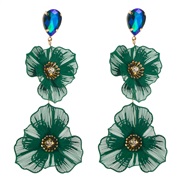 ( green)occidental style sweet multilayer flowers earrings woman diamond high earrings temperament long style banquet Ea