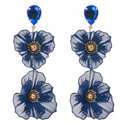 ( blue)occidental style sweet multilayer flowers earrings woman diamond high earrings temperament long style banquet Ea