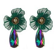 ( green)occidental style trend summer diamond flowers earrings personality exaggerating creative Colorful drop earring 
