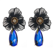 ( black)occidental style trend summer diamond flowers earrings personality exaggerating creative Colorful drop earring 