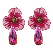 ( rose Red)occidental style trend summer diamond flowers earrings personality exaggerating creative Colorful drop earri