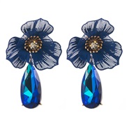 ( blue)occidental style trend summer diamond flowers earrings personality exaggerating creative Colorful drop earring t