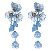 ( blue)occidental style fashion long style more multilayer flowers earrings woman Korean summer wind temperament high E