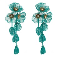 (blue green )occidental style fashion long style more multilayer flowers earrings woman Korean summer wind temperament 
