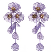 (purple)occidental style fashion long style more multilayer flowers earrings woman Korean summer wind temperament high E