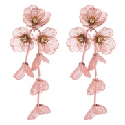 ( Pink)occidental style fashion long style more multilayer flowers earrings woman Korean summer wind temperament high E