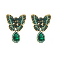( green)Korean style silver temperament samll butterfly earrings woman highins wind drop pendant Earring