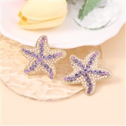(purple)summer wind creative personality diamond starfish ear stud     fresh lovely trend sweet woman Earring