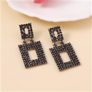 ( black) exaggerating fashion brilliant geometry diamond hollow square earring     trend Ladies banquet Earring