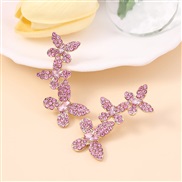 ( Pink)Korean style super fully-jewelled temperament butterfly tassel earrings   fashion samll wind lady Earring