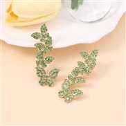 ( green)Korean style super fully-jewelled temperament butterfly tassel earrings   fashion samll wind lady Earring