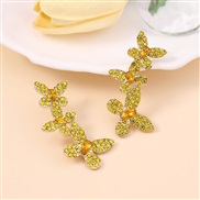 ( yellow)Korean style super fully-jewelled temperament butterfly tassel earrings   fashion samll wind lady Earring