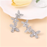 ( White Kbutterfly )Korean style super fully-jewelled temperament butterfly tassel earrings   fashion samll wind lady E