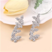 ( White kbutterfly )Korean style super fully-jewelled temperament butterfly tassel earrings   fashion samll wind lady E