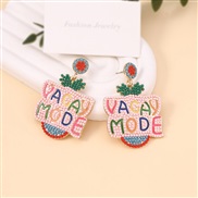 (red  blue)creative Word beads earrings woman   occidental style fashion sweet personality ear stud