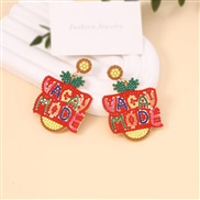 (yellow  Orange)creative Word beads earrings woman   occidental style fashion sweet personality ear stud
