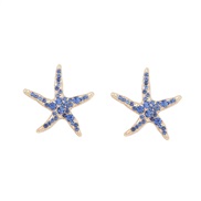 ( blue) occidental style lady all-Purpose high ear stud   embed starfish fashion all-Purpose lady earrings
