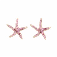 ( Pink) occidental style lady all-Purpose high ear stud   embed starfish fashion all-Purpose lady earrings