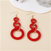 ( red)occidental style more long style earrings personality fashion Round circle circle earring