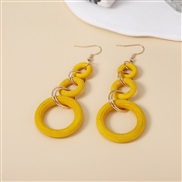 ( yellow)occidental style more long style earrings personality fashion Round circle circle earring
