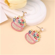( Color) sweet lovely imitate Pearl beads enamel color day earring     personality creative style