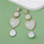 ( white) Irregular multilayer tassel long style geometry earring     imitate Pearl fashion all-Purpose enamel Earring