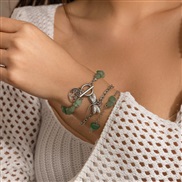 ( 1  White K 4989)occidental style retro ethnic style pendant gravel bracelet woman multilayer chain setracelet