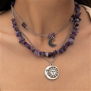 ( 1  White K+purple 4986)occidental style ethnic style gravel beads necklacenecklace new medium tassel flowers leaves