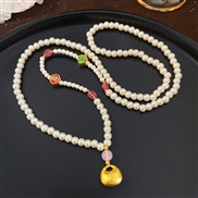 ( necklace )new medium Pearl Word long necklace Chinese style beads sweater chain brief all-Purpose woman