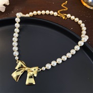 ( necklace ) retro Pearl bow necklace fashion temperament high clavicle chain samll all-Purpose