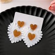 (E5918 2/ white)silver Korean style brief love earrings  Countryside splice Acrylic Earring high personality color earr