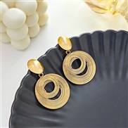 (E4892)occidental style Metal wind geometry Round hollow earrings  brief wind high multilayer twining earring
