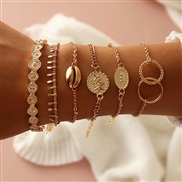 (sku6413 Gold) personality gold Shells circle bangle set bracelet woman